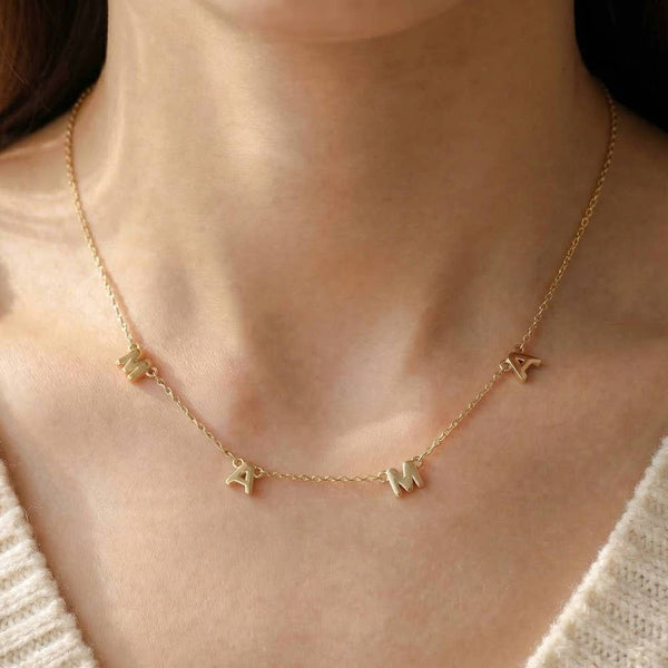 Dainty Mama Print Charm Necklace: G - Lulu Bella Boutique