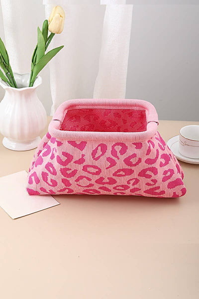 Leopard Clasp Clutch Makeup Bag:PINK