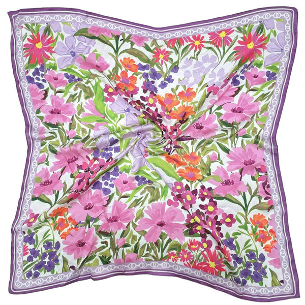 FLORAL PRINT SQUARE SCARF, WLQS 149: BLU - Lulu Bella Boutique