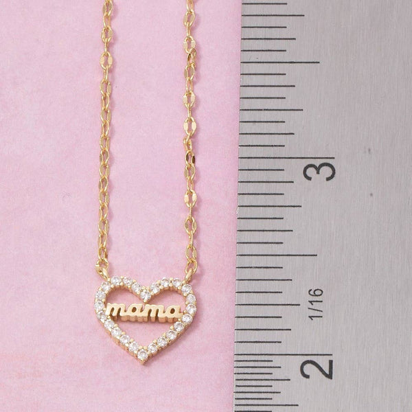 14K Gold Dipped Cz Mama Heart Necklace: GD - Lulu Bella Boutique