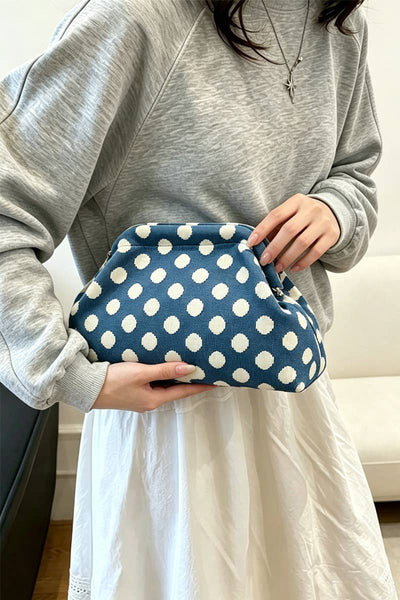 Polka Dot Clasp Clutch Bag: BLUE