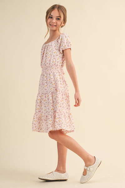 TWEEN KIDS GIRLS PEASANT PUFF SLV SMOCKED WAIST (7-12) : 7 - Lulu Bella Boutique
