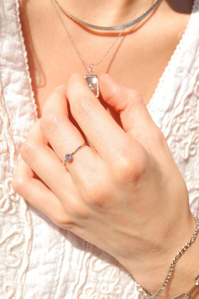 Stainless Steel Birthstone Stacking Ring: January / 4