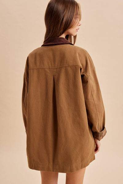 METAL CLASP UTILITY BARN JACKET: UTILITY OLIVE