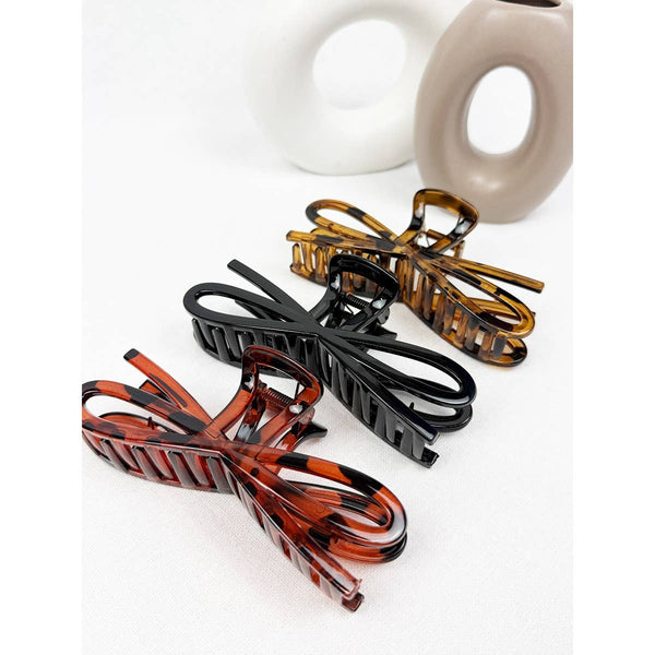 Leopard Jumbo Knotted Bow Hair Clip Claw: MIX COLOR / ONE(12)