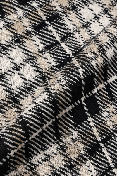 PLAID WIDE LEGS CROPPED PANTS: BLACK/TAUPE