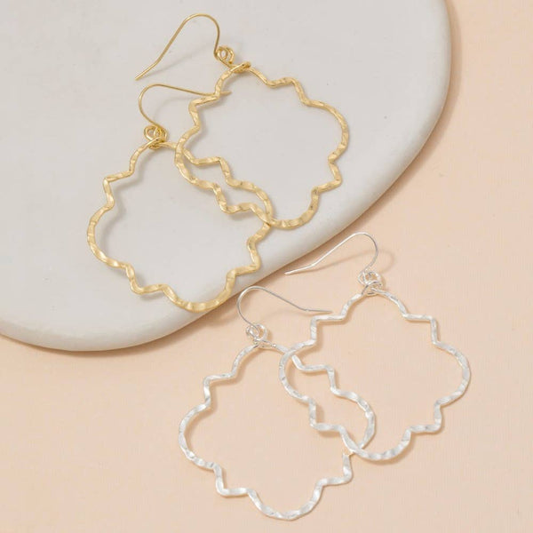 Gold Dipped Hammered Layered Wavy Hoops Dangle Earrings: GD - Lulu Bella Boutique