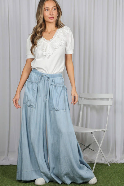 Scallop Edge Eyelet Lace Accent 100%Cotton Blouse VT83344   : Off White / S - Lulu Bella Boutique