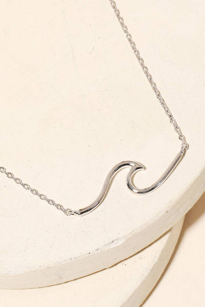Dainty Wave Pendant Necklace: G - Lulu Bella Boutique