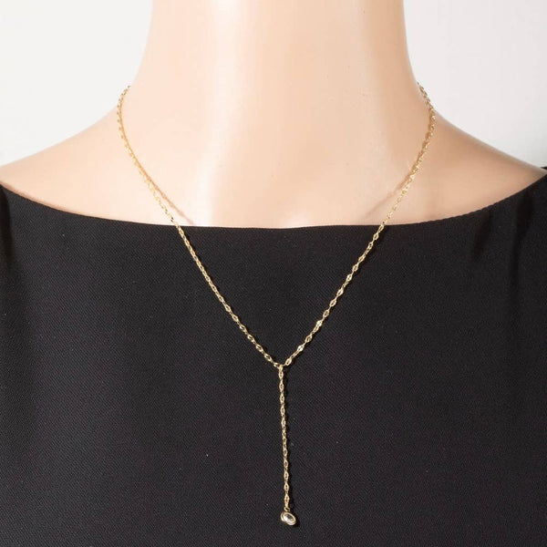 Cz Charm Y Chain Necklace: G - Lulu Bella Boutique
