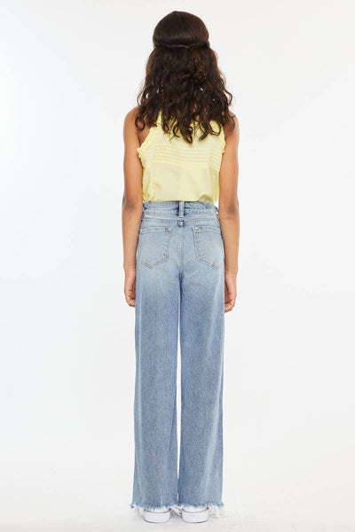 YOUTH OPEN PACK HIGH RISE SLIM WIDE JEANS-YC2565L: LIGHT / 5 - Lulu Bella Boutique