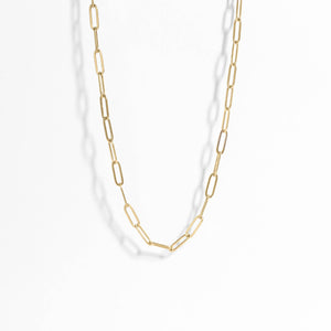 18K Gold Paperclip Chain Necklace: 6.5mm / 16+02"