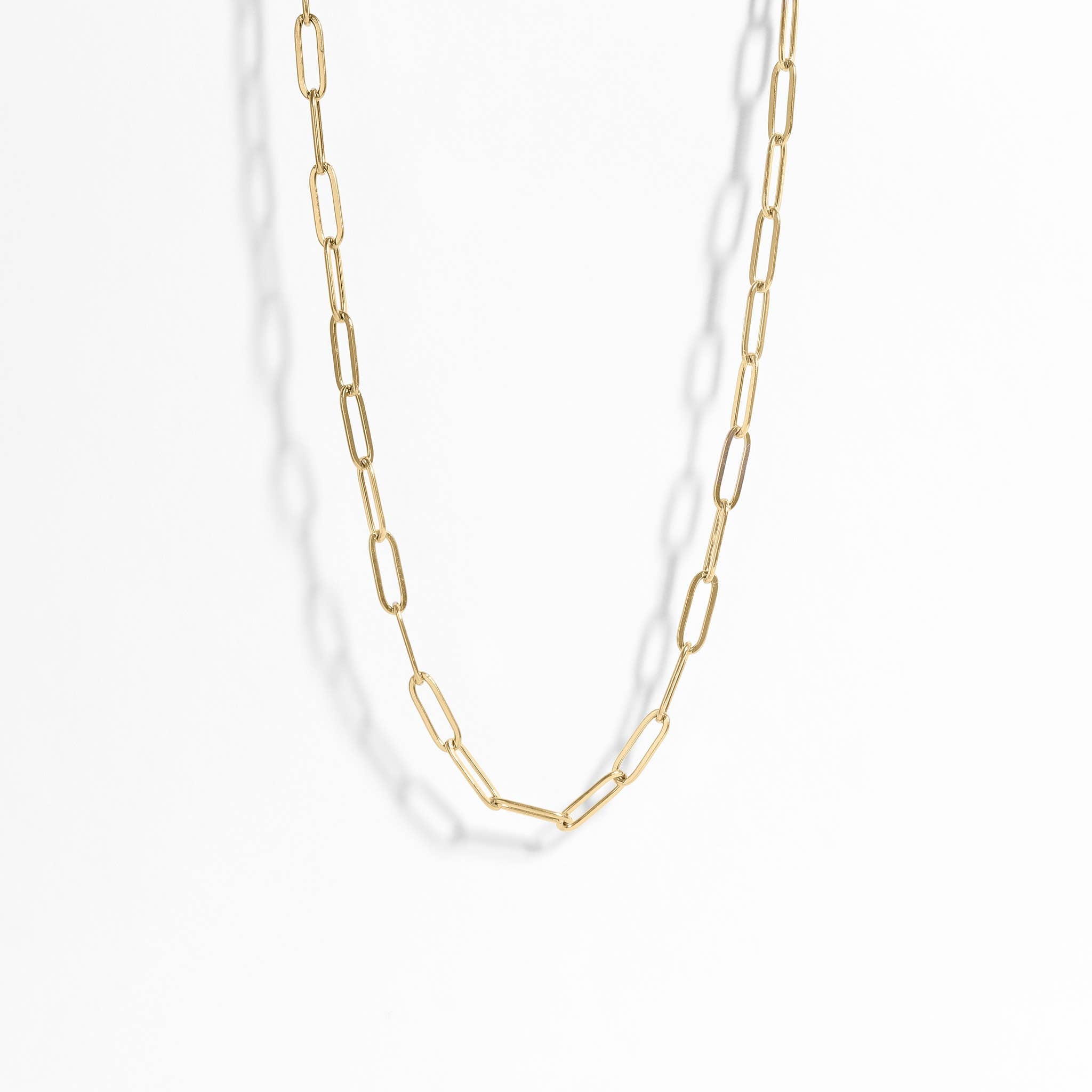 18K Gold Paperclip Chain Necklace: 4mm / 18+02"