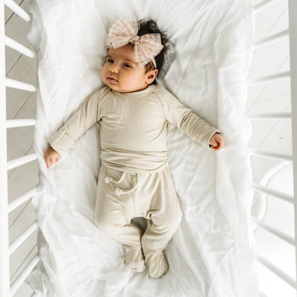 Baby Bling® Tulle FAB® Skinny nylon headband with tulle bow: Pleated Rose Quartz - Lulu Bella Boutique