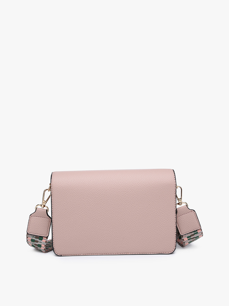 M2278 Noah Flapover Crossbody w/ Guitar Strap: Black - Lulu Bella Boutique