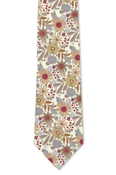 Boho - Flower Boho Tie: 2.5" Slim/Skinny Tie - Lulu Bella Boutique