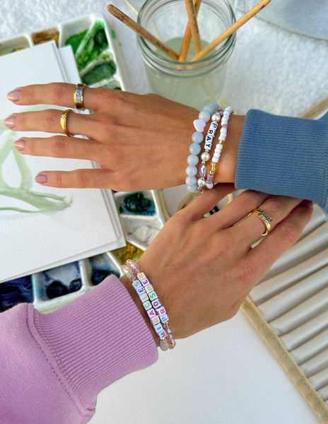 Pray Pearl Letter Bracelet: Small - Lulu Bella Boutique