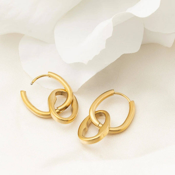 14K Gold Filled PLUS™ Interlocked Oval Pendant Earrings: Gold