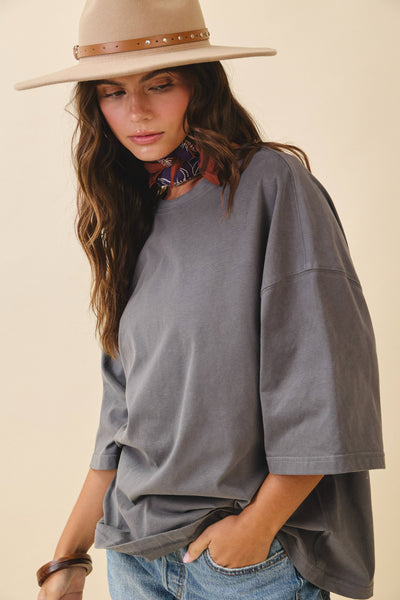 Oversized Everyday Cotton Tee: Charcoal