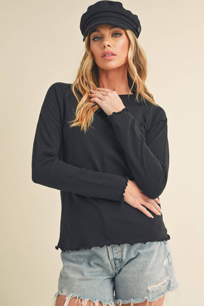 8288DN Gwen Baby Long Sleeve Top: Black / Contemporary / S - Lulu Bella Boutique