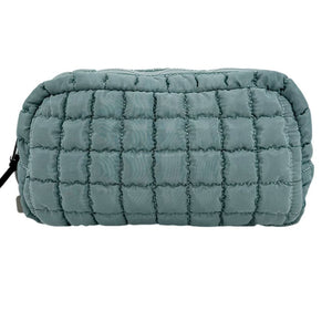 Puffer Quilted Makeup Bag Haze Blue - Lulu Bella Boutique