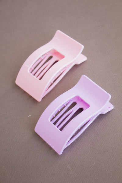 Rectangle Cutout Claw Clip: Pink - Lulu Bella Boutique