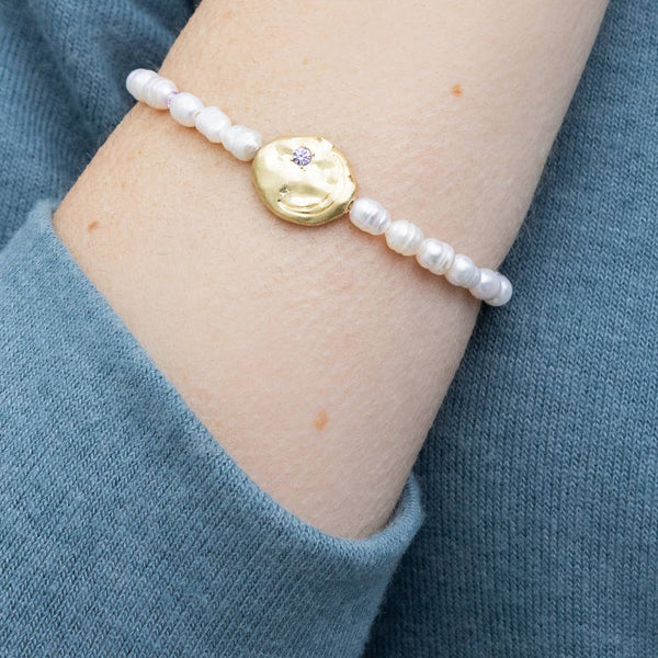 Pearl Affirmation Bracelet - Protection/Gold - Lulu Bella Boutique