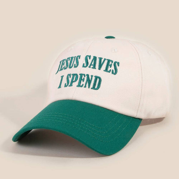 Jesus Saves I Spend Trucker Hat: KA - Lulu Bella Boutique