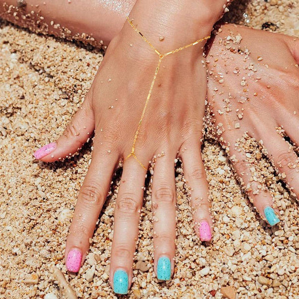 Gold Dipped Hand Chain Bracelet: Rhodium - Lulu Bella Boutique