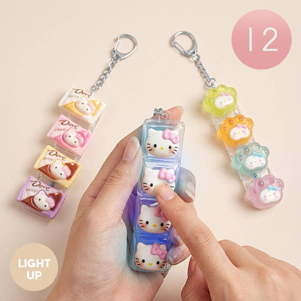 12PCS - Light Up Cute Character Fidget Clicker Keychain Toy