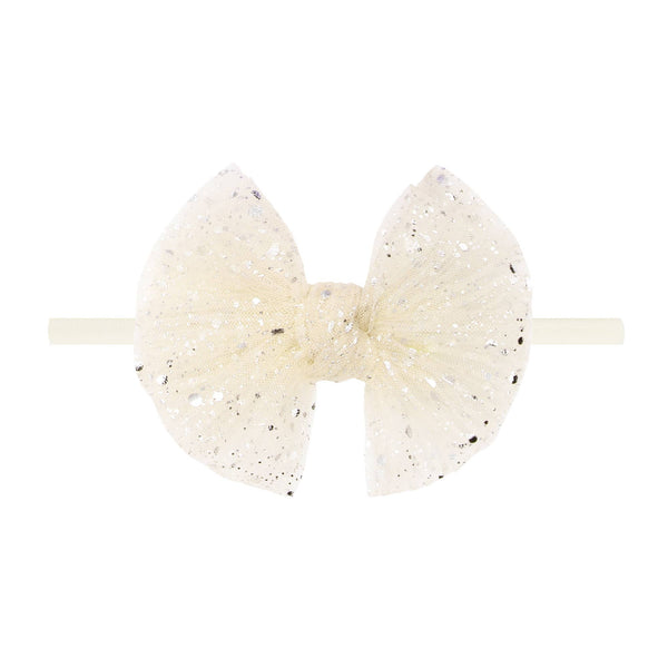 Baby Bling® Tulle FAB® Skinny nylon headband with tulle bow: Pleated Rose Quartz - Lulu Bella Boutique