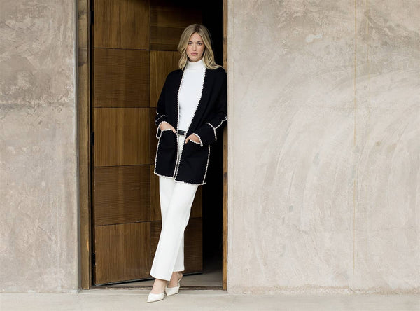 Long Sleeve Midi Cardigan: BLACK