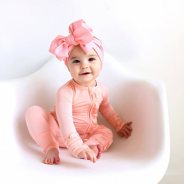 Bamboo Baby Pajama Sleepies Little Baby Ruffle Zip Olivia Pink: 0-3m