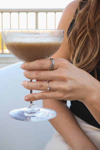 Stainless Steel Birthstone Stacking Ring: March / 7