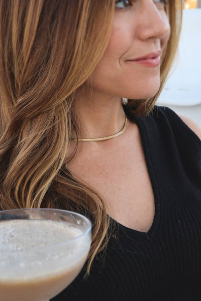 18K Gold Stainless Steel Herringbone Chain Necklace: 18" / 3mm - Lulu Bella Boutique