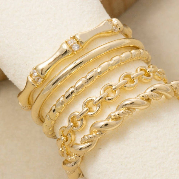 Variety Styled Band Rings Set: GDCRY - Lulu Bella Boutique