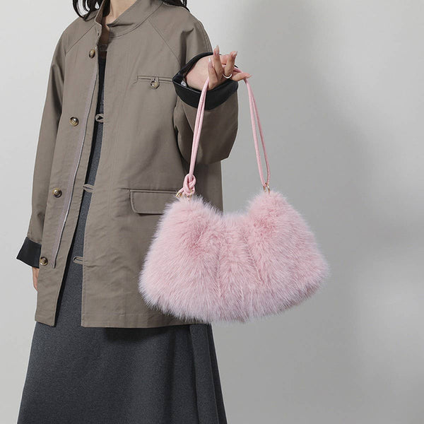 WINTER FASHIONABLE ALL-MATCH FUR PLUSH BAG_CWAB3918: Black / (OS) 1 - Lulu Bella Boutique