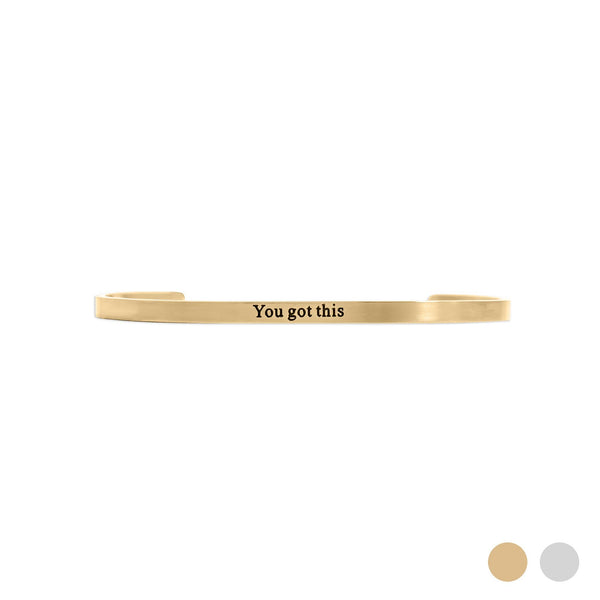 18K Gold PVD You Got This Engraved Bangle Bracelet: Gold