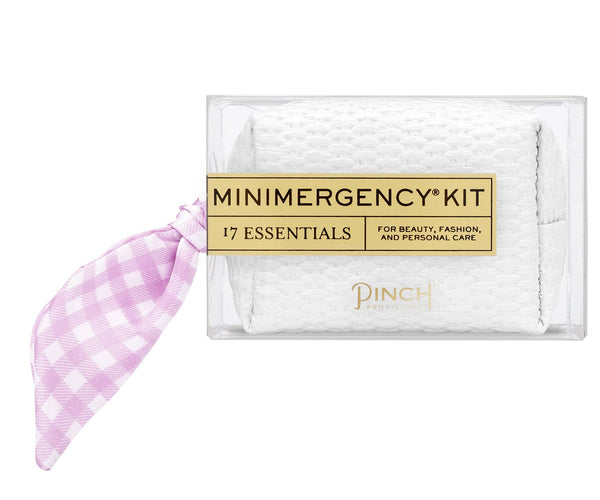 Gingham Scarf Minimergency Kit: White Basketweave Blue Gingham - Lulu Bella Boutique