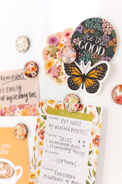 Glass Magnets, Box Set of 8 Floral Magnets: Summer Tones - Lulu Bella Boutique