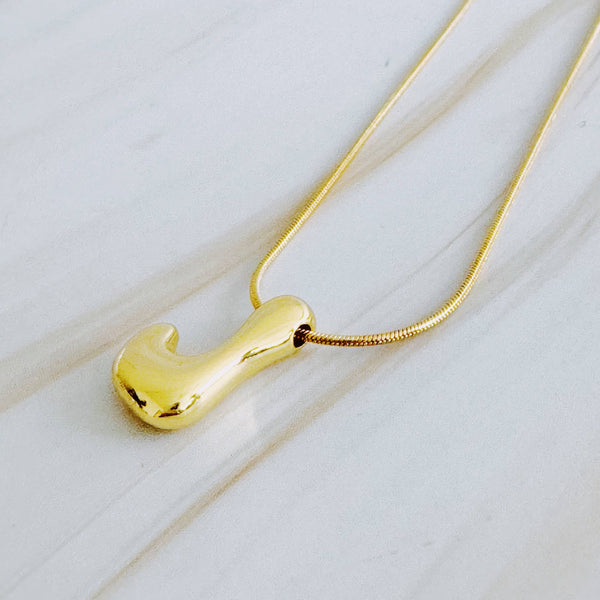 Balloon Letter Initial Necklace: Yellow Gold / H