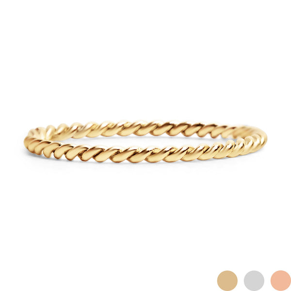 Stainless Steel Braided Stacking Ring - Hypoallergenic: Gold / 8