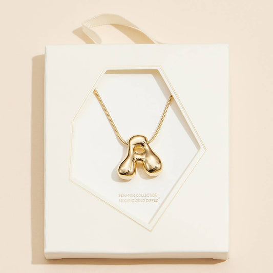 18K Gold Dipped Assorted Letters Bubble Monogram Necklaces: Gd - Lulu Bella Boutique