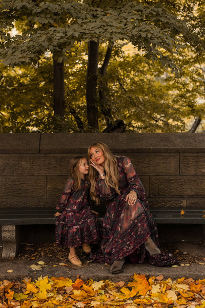 Mini Geneva Dress in Aubergine Resplendent Bloom