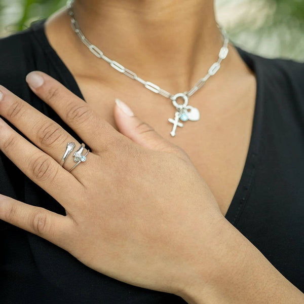 Stainless Steel Birthstone Stacking Ring: March / 7