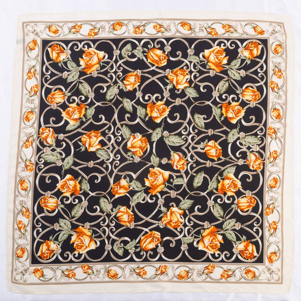 FLOWER SILKY BANDANA NECK SCARF, DS 31161: ORN - Lulu Bella Boutique