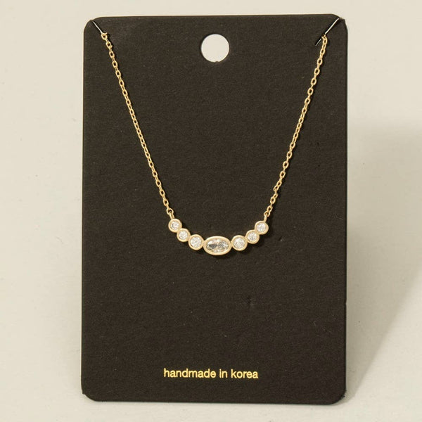 Oval Cz Studs Charm Necklace: G - Lulu Bella Boutique