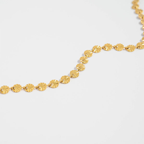 18K Gold PVD Stainless Steel Sunburst Chain Necklace: Gold / 16+2" - Lulu Bella Boutique