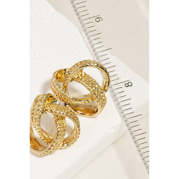 Textured Metallic Tangled Hoop Stud Earrings: G - Lulu Bella Boutique