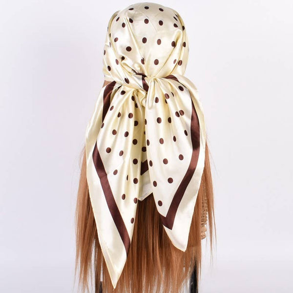 LARGE POLKA DOT PRINT BANDANA SCARF: NAVY